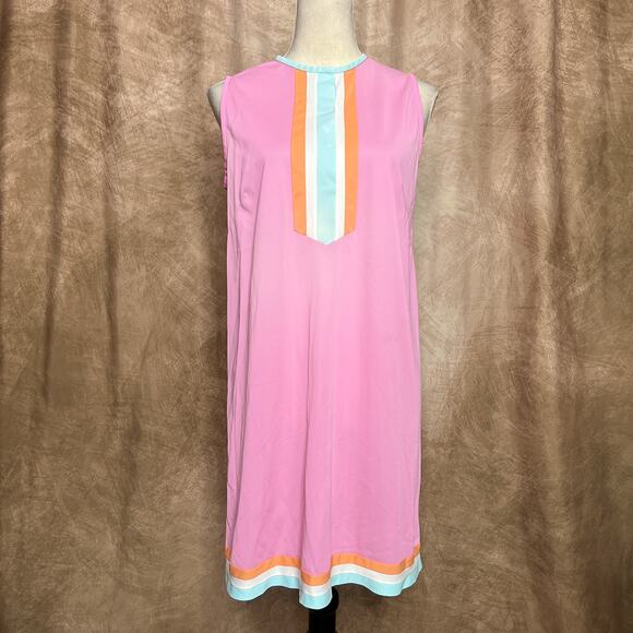 Vintage 60s Union Made Pink Mini Mod Shift Dress Sleeveless Retro Disco GoGo - Picture 8 of 8